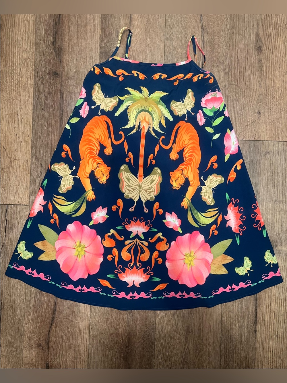 Navy Floral & Tiger Print Dress